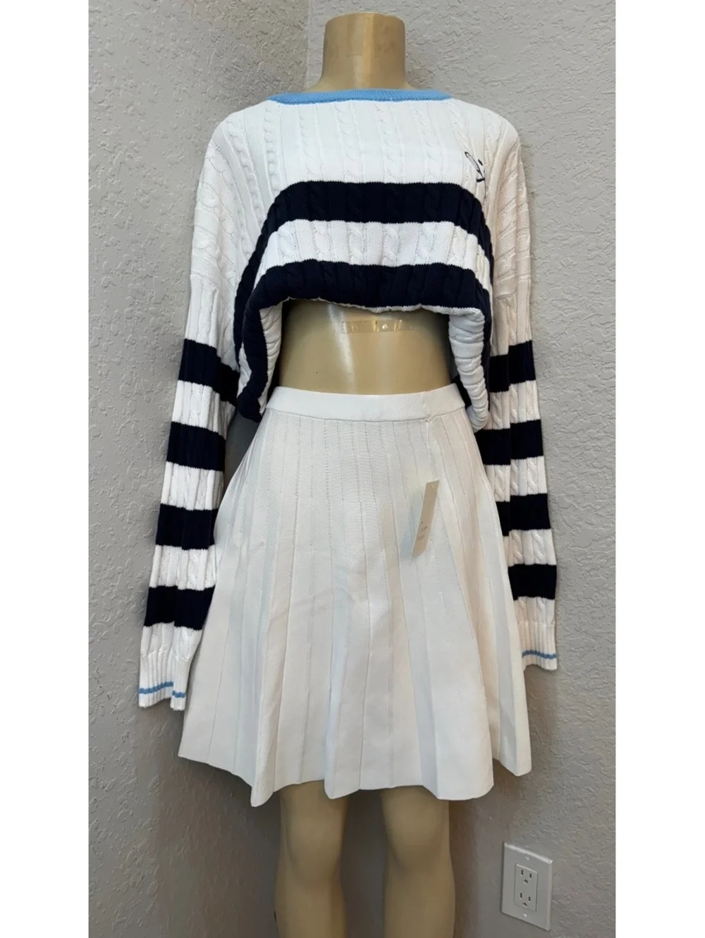 NWT XXL Preppy Tennis Sweater & Pleated Skirt Set Country Club Ships Today